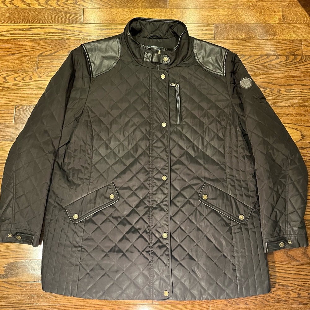 Lauren Ralph Lauren Quilted w/ Faux Leather Military Jacket